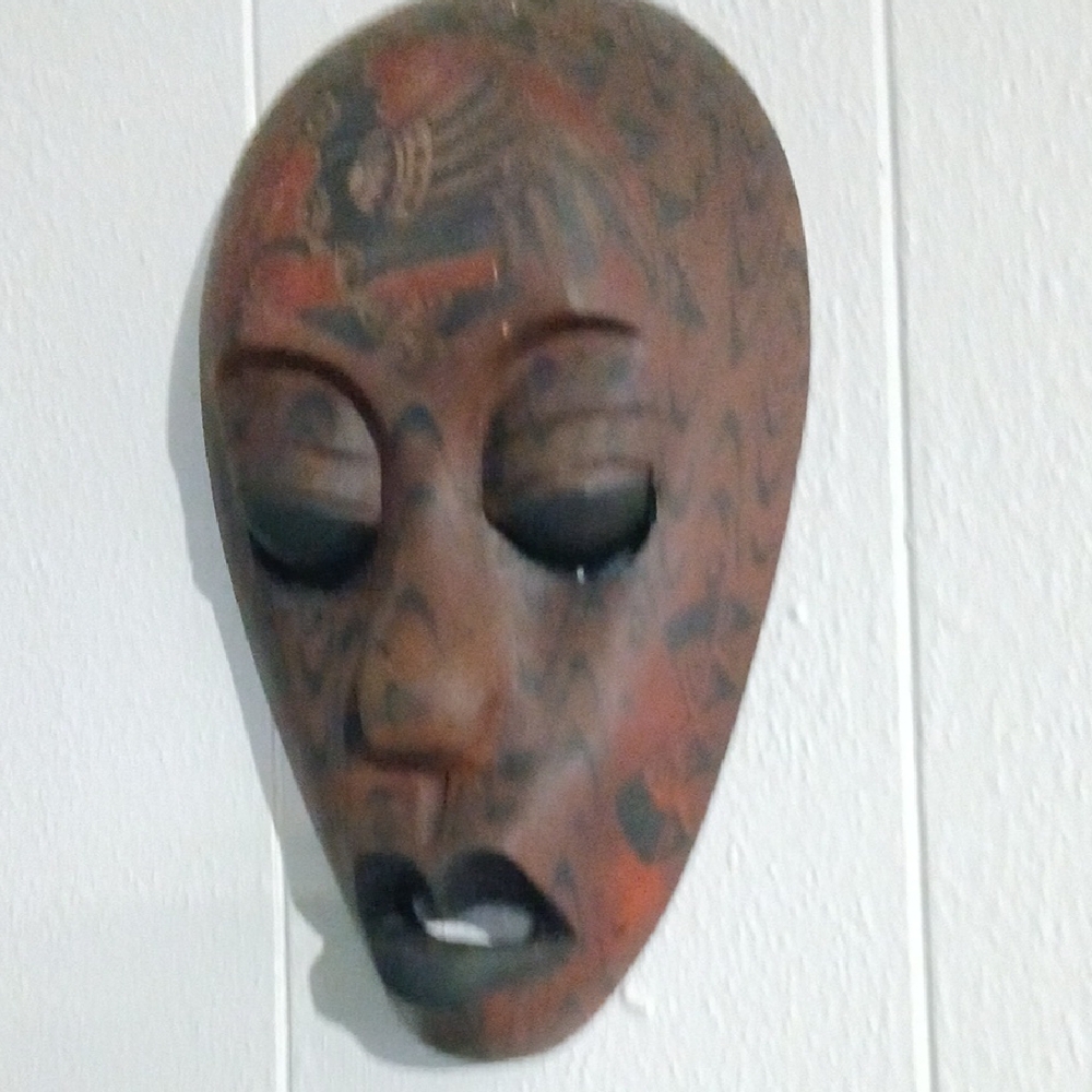 Handcrafted Brown and Black Tribal Mask